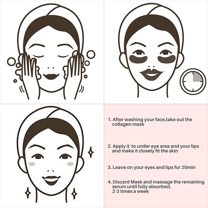 40 Pairs 24K Gold Eye Masks & Lip Masks, Crystal Collagen Under Eye Patches for Puffy Eye, Moisturizing Skin Care Lip Eyes Patches for Dark Circles, Wrinkles and Fine Lines (gold and pink)