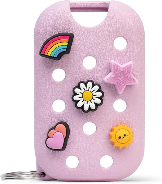 Touchland x Crocs Limited Edition Mist Case 1 Fl. OZ., Stylish Hand Sanitizer Spray Accessory, with 5 Jibbitz Charms and Keyring, Sugarpop Pink Color