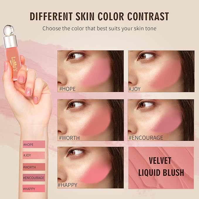 LaMu'S COSMETICS Soft Pinch Weightless Liquid Blush, Long-Lasting Beauty Natural Waterproof Face Liquid Blush For All-Day Wear (Joy-Nude Pink, 0.25fl.oz/7.5ml)