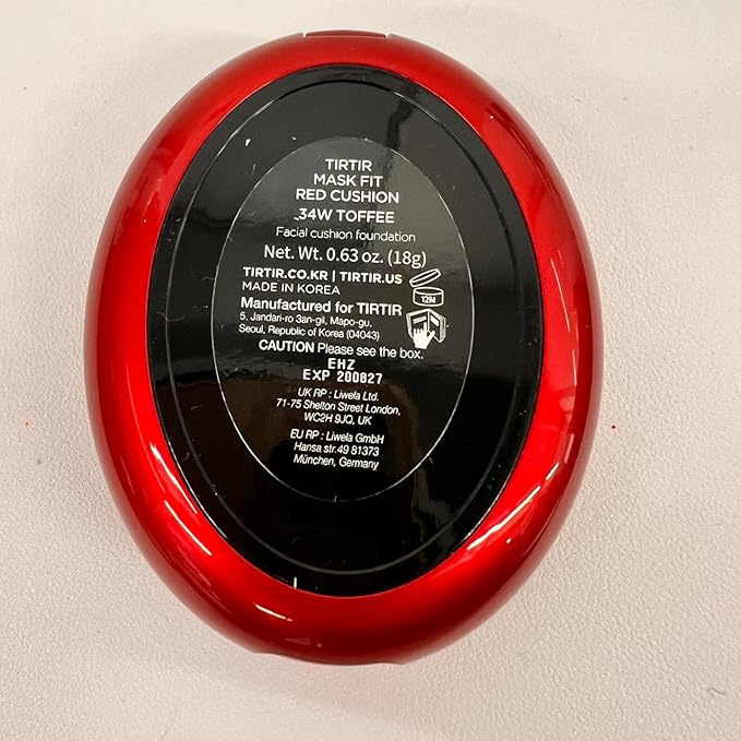 TIRTIR Mask Fit Red Cushion Foundation | Full coverage, Weightless, Skin fit, Satin Glow Finish, Korean Makeup, beauty, Tattoo cover up, Buildable (#34W Toffee, 0.63 Fl Oz)