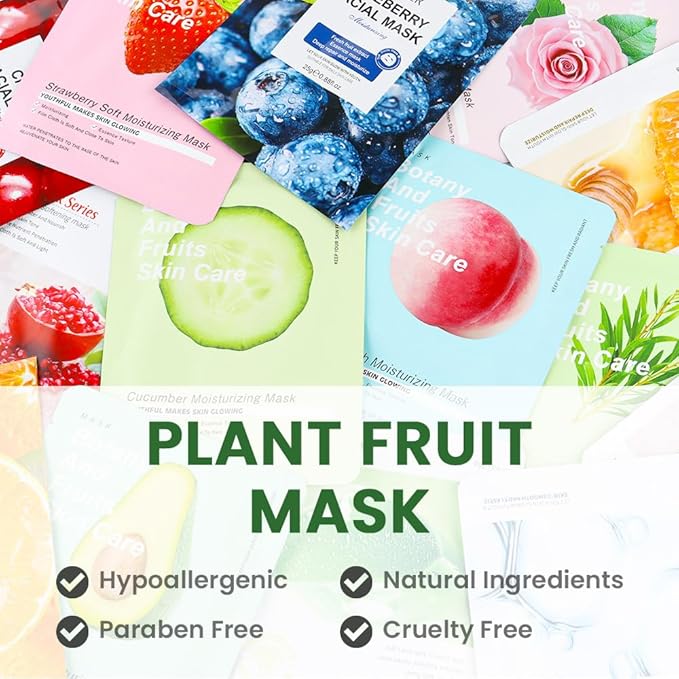 Kaely 10 Pack Variety Face Masks for Kids, Kids Face Mask Spa Day Kit Supplies, Spa Party Favors for Teens Girls Women, Sheet Facial Mask Skincare Gifts Set, Hydrating Nourish for All Skin Types, 01