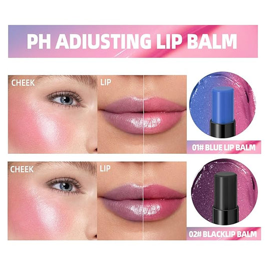 2PCS PH Adjusting Lip & Cheek Tint, Temperature Color Change Instaph Lipstick Lip Stain, Hydrating & Long-Lasting, Natural Glow Blush & Lip Color, Buildable, Non-Sticky, Moisturizing Lip & Cheek Stain