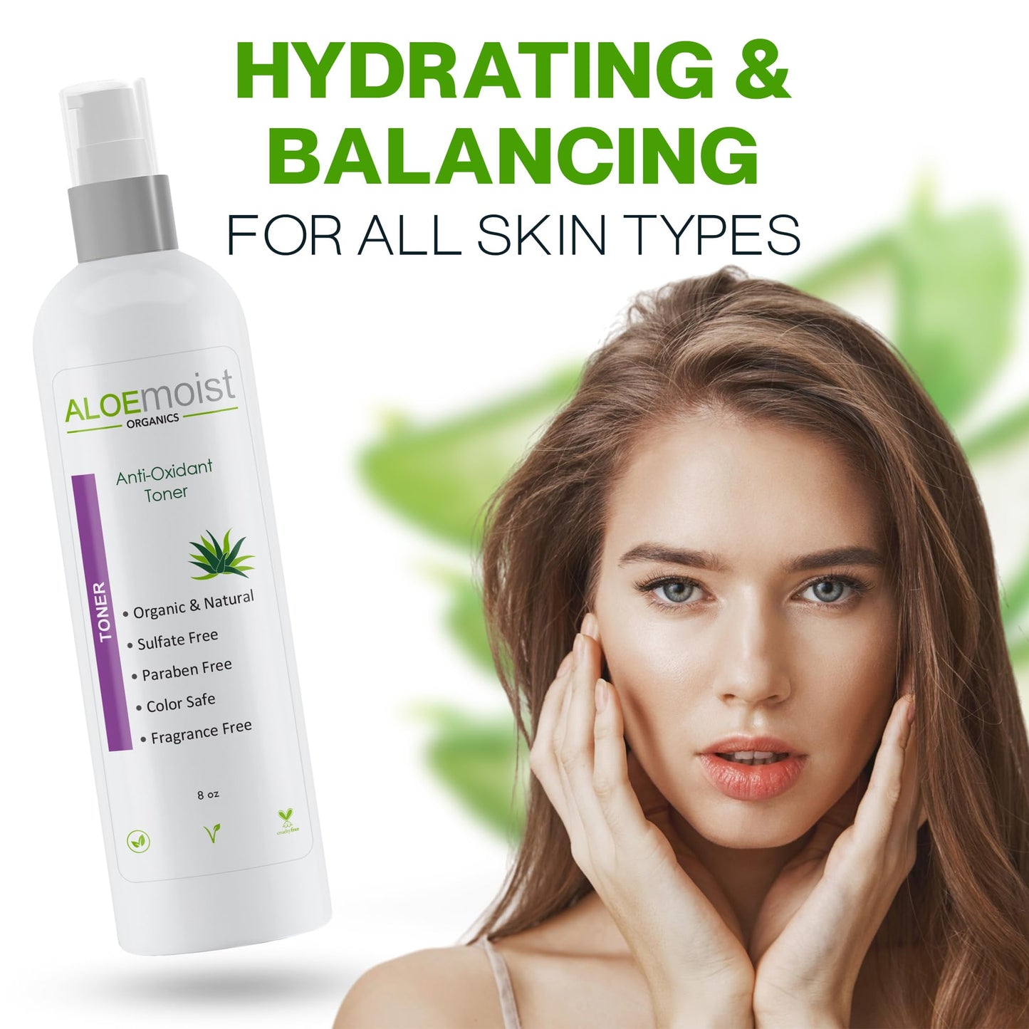 Aloe Vera Toner for Sensitive Skin: Hydrating Facial Toner for Women Anti Aging Dry, Oily & Acne Prone Skin with Soothing Aloe Vera, Pore Minimizing Witch Hazel, pH Balancing Antioxidant Green Tea 8oz