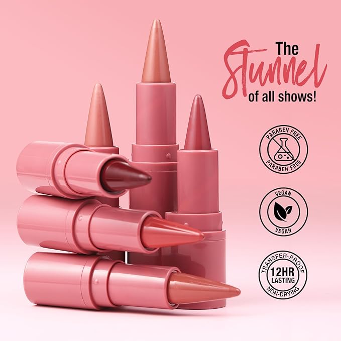 BestLand 6Pcs 2 in 1 Lip Liner and Lipstick Lip Combo Set - 24 Hours Long-Lasting, Nude & Matte Velvet Ombre Effect Gradient Lip Liner, Smudge-Proof, Waterproof, Easy to Apply Gradient Lips Makeup