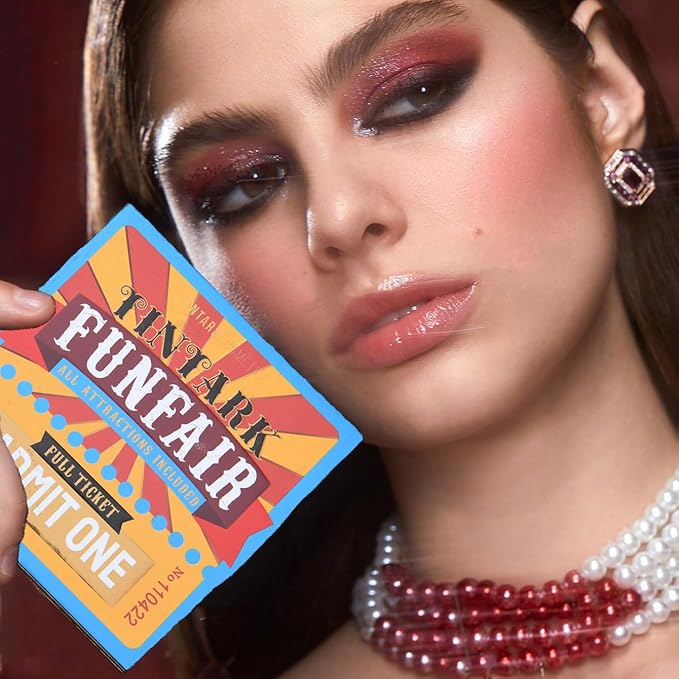 18 Color Funfair Eyeshadow Palette, Carnival Party Eyeshadows, Gold Slivery Black White Yellow Orange Brown Bronzer Red Blue Purple Green Eye Shadow Palettes, Glitter Matte Shimmer