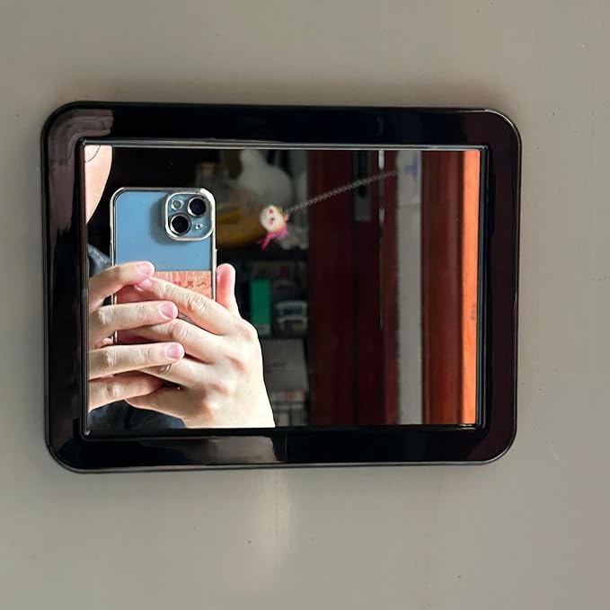 Magnetic locker mirror, 5"x7", small rectangular mirror for the back of locker doors, suitable for school lockers, work lockers, home refrigerators, magnetic whiteboards, locker accessories (Black)