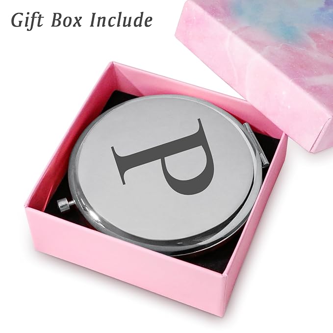 Personalized Gifts for Women Girls, Initial Compact Mirror, Unique Mothers Day Birthday Gifts for Friends Mom Wife Grandma Sister Daughter, 2025 Graduation Gifts for Her College Medical High School