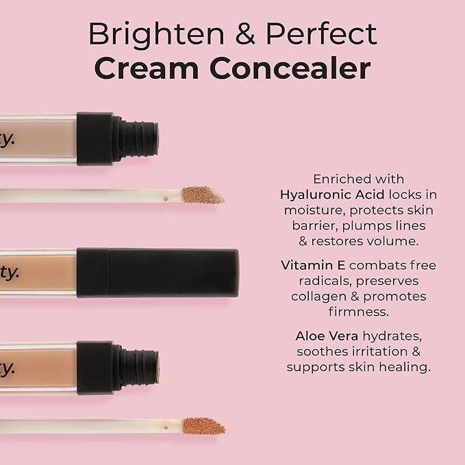 MCoBeauty Brighten & Perfect Cream Concealer, 3 Light Beige, Brightening Coverage for Flawless Complexion, Vegan, Cruelty Free Cosmetics