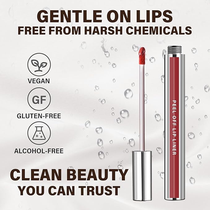 Peel Off Lip Stain Liner Set，3 Colors Lip Gloss Longlasting Waterproof Nonstick