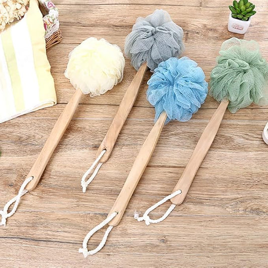 Loofah on a Stick Loofah Back Scrubber Exfoliating Body Sponge Shower Loofah Bath Sponge Long Handle Bath Brush for Men Women Blue