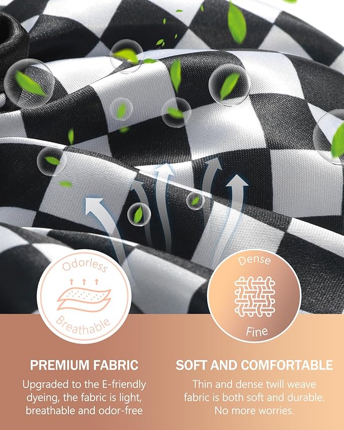 mikimini Large Shower Cap for Women Long Hair, Reusable, Double Layers Waterproof Large Bathing Shower Hat with Soft Comfortable PEVA Lining, Non-Fading, Stretchy & Shower Caps ,Checkerboard (Pack of 1)