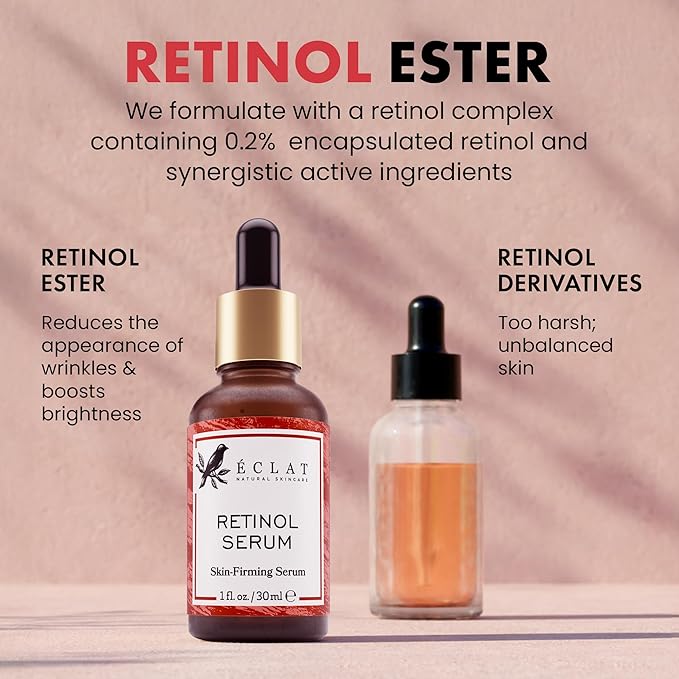 Eclat Skincare Renewing Retinol Serum for Face - Anti Aging Serum with Hyaluronic Acid & Aloe Vera – Hydrates and Improves Fine Lines, Wrinkles, & Dark Spots - Stocking Stuffers for Women 1 Fl Oz