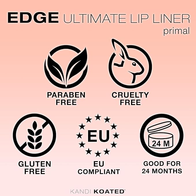 Kandi Koated Edge Lip Liner Pencil [Primal] | Paraben-Free, Cruelty-Free Formula with Vitamin E and C | Beauty & Makeup