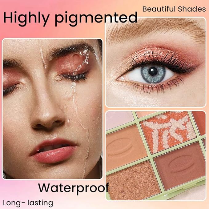 9Colors Eyeshadow Palette, Green Eye Enhancers Magic EyeShadow Palette, Glitter Shimmer Sparkly Eye Shadow Makeup, Velvety Pigmented Creamy Long Lasting Waterproof Naturing-Looking Women Girls