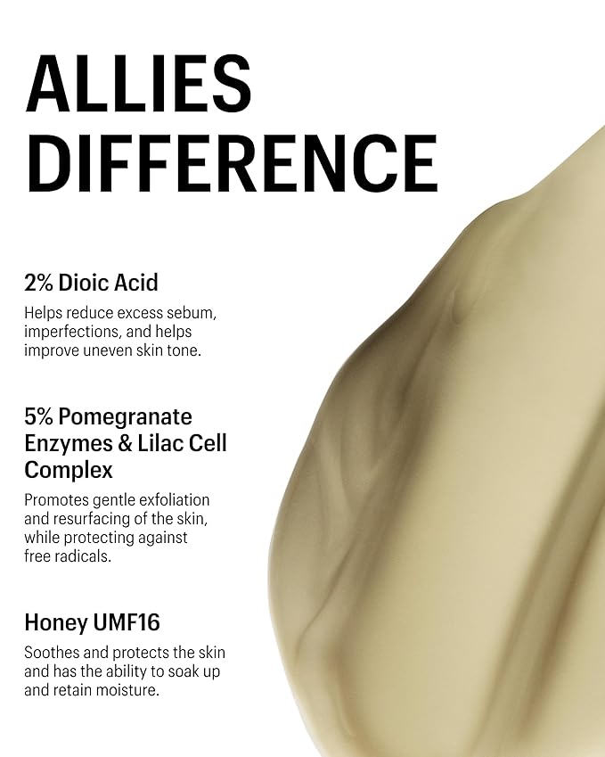 Allies of Skin Promise Keeper Blemish Sleeping Facial: Night Cream Moisturizer Treatment. Dioic + Mandelic + Lactic Acid, Manuka Honey, Rosehip Oil. Hydrates & Refines Skin 1.7 oz