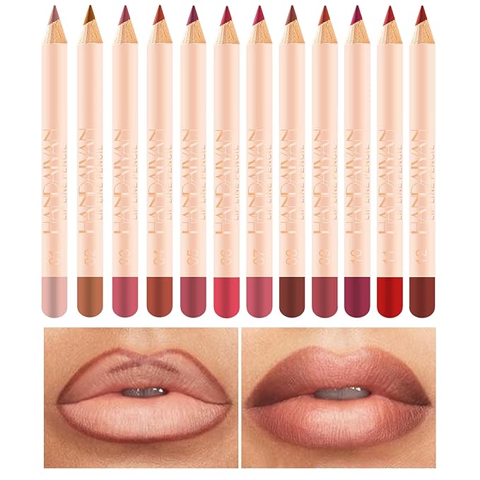 12 Colors Matte Lipstick Long-lasting Lip Liner Pen Set Waterproof Non-stick Lip Liner Pencil 1.2g*12 Easy to Apply