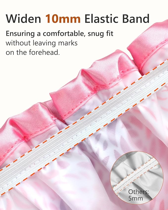 mikimini Medium Shower Cap for Women,Romantic Petal Design, Double Layer Waterproof, Reusable, Washable, High-quality, Floral Print