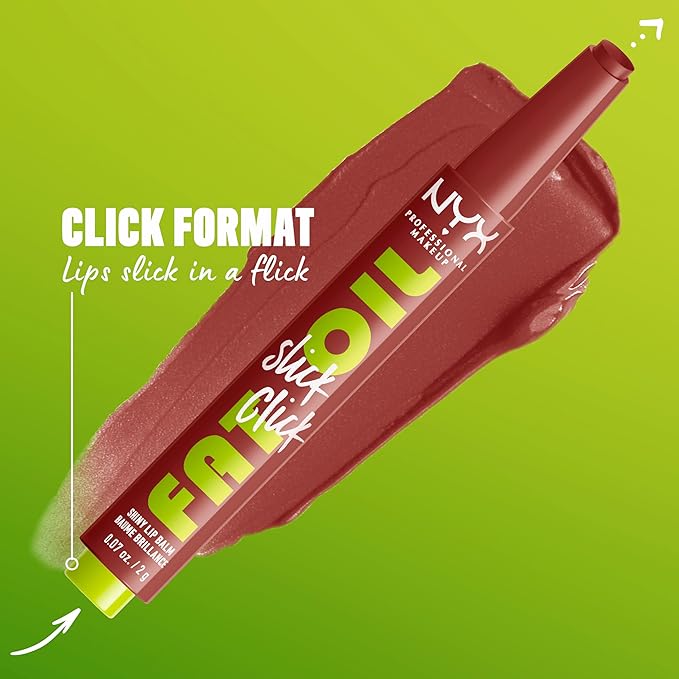 NYX PROFESSIONAL MAKEUP Fat Oil Slick Click, Lightweight, Buildable, Pigmented Vegan Lip Balm - Going Viral