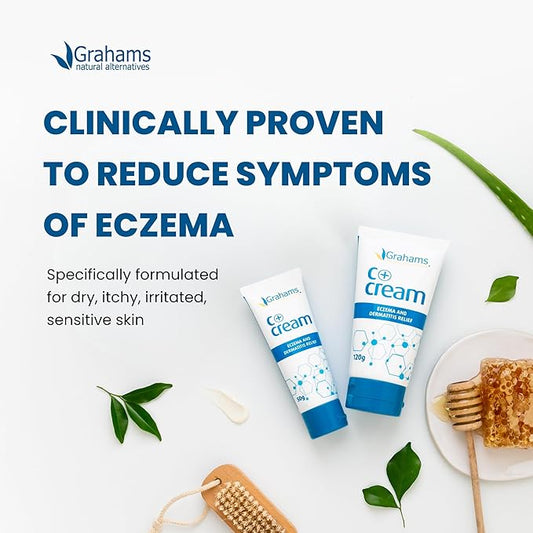 C+ Eczema Cream for Adults - Eczema Lotion for Extremely Dry Skin, Redness, Itch Relief & Dermatitis with Manuka Honey & Calendula | Clinically Proven & Steroid-Free (1 x 4.23oz)