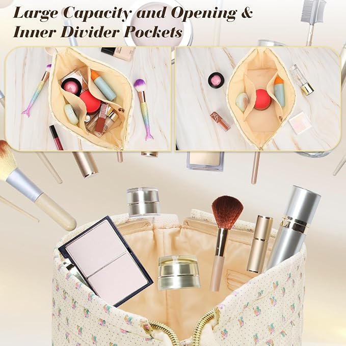 Makeup Bag for Women, Large Make Up Bag Corduroy Cosmetic Bag for Girls, Make up Travel Bag Essentials, Leopard Cute Toiletry Bag for Women Travel Size Toiletries Bag