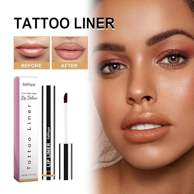 3PCS Lip Liner，Peel Off Lip Liner Tattoo, Peel Off Lip Stain, Long Lasting Lip Stain Peel Off, Infused with Hyaluronic Acid & Vitamin E, Makeup Gift for Women (red, 3)