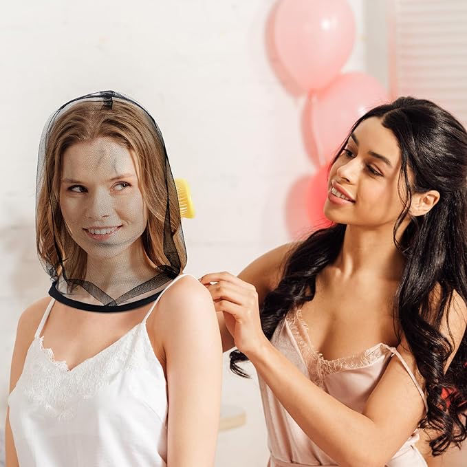 Loopeer 6 Pcs Makeup Protector Hood Washable Light Airy Nylon Chiffon Makeup Hood Zipper Closure Reusable Make up Face Cover for Women Girls Beauty Weddings (Black)