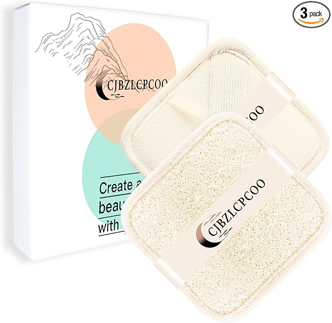 Natural Real Egyptian Shower Loofah Sponge Body Scrubber Provide a Refreshingly - Deep Clean to Your Face & Body -5 x 5 Inch-3Pack