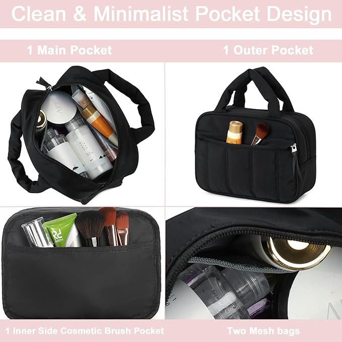 Makeup Bag for Women Cosmetic Bag Large Make Up Organizer Travel Toiletry Bags Waterproof Zipper Tote Pouch Purse for Girls
