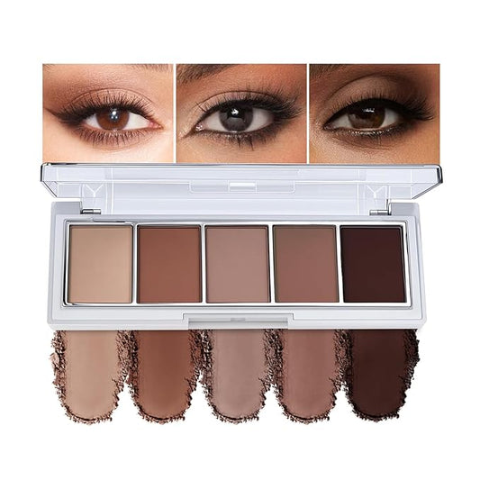 5 Colors Mini Neutral Naked Eyeshadow Palette for Brown Eyes,Nude Brown & Taupe Natural Eye Shadow Palette Makeup,Velvety Matte Finish,Travel Size,Highly Pigmented Long Lasting Waterproof.(06#)