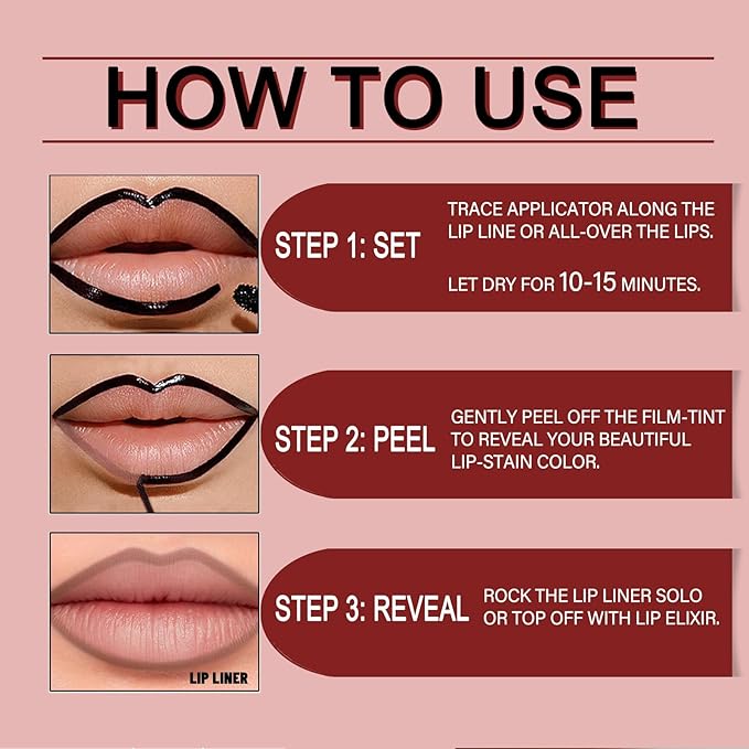3Pcs Lip Liner, Matte Liquid Lipstick Nude Lip Gloss Waterproof Lip Tint Stain Non-stick Cup Peel Off Lipstick Lip Makeup for Women (Coffee & Cocoa & Rose)
