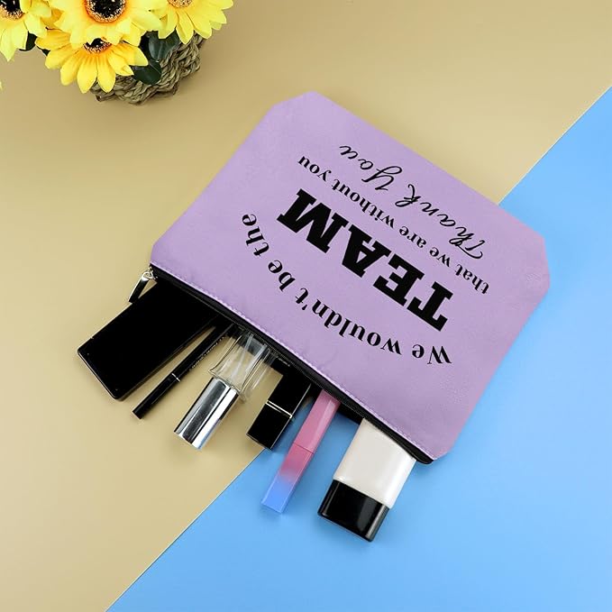 Boss Leader Appreciation Makeup Bag for Women Employee Manager Supervisor Coach - Thank You Gift Purple Cosmetic Bag for Boss Day Birthday Thanksgiving - Oxford Cloth Travel Makeup Pouch