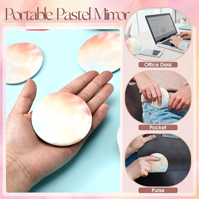 30 Pcs Small Round Mirrors Bulk Party Favors 2.75 Inch Pastel Compact Mirror Gifts for Women Birthday Appreciation Party Favors Portable Purse Mirrors Games Prizes
