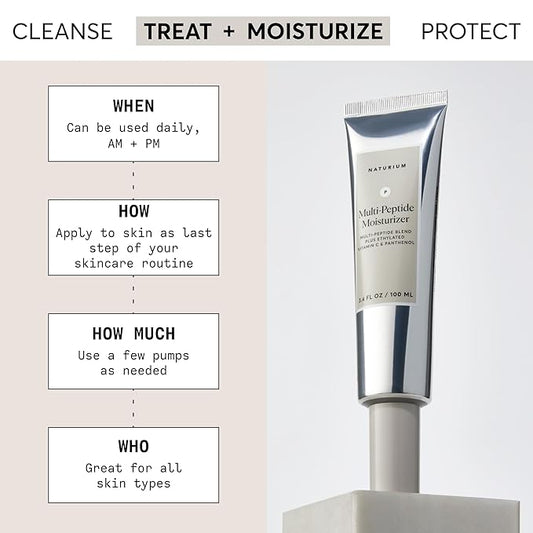 Naturium Multi-Peptide Moisturizer Jumbo, Hydrating & Smoothing Skin Care, Moisturizes with Ethylated Vitamin C & Panthenol, 3.4 oz