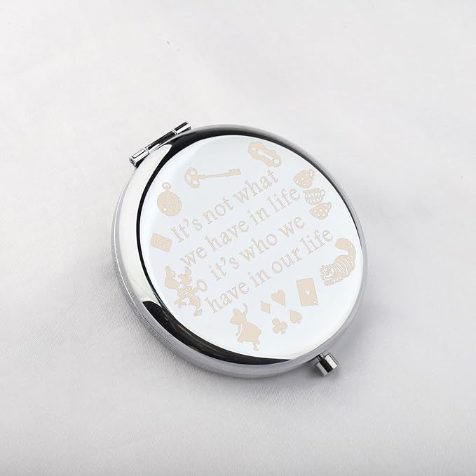 WUSUANED Princess Fans Makeup Mirror It’s Not What We Have in Life It’s Who We Have in Our Life Jewelry Cartoon Friendship Gift