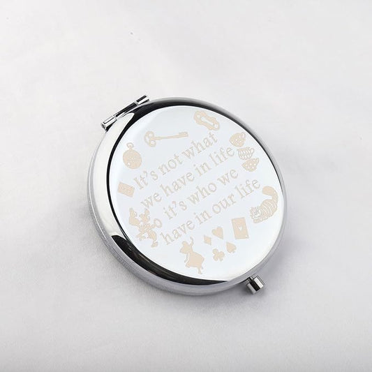 WUSUANED Princess Fans Makeup Mirror It’s Not What We Have in Life It’s Who We Have in Our Life Jewelry Cartoon Friendship Gift