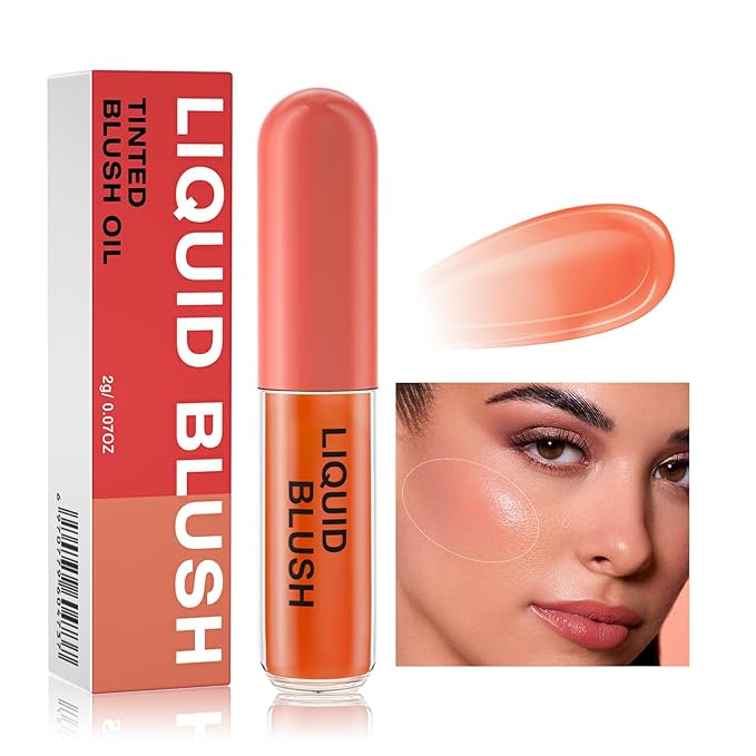 YCLUOYANG-Color Changing Blush Oil, Liquid Blush Oil for Cheeks, Long-lasting Color Pigments, Clear Blush For All Skin Tones