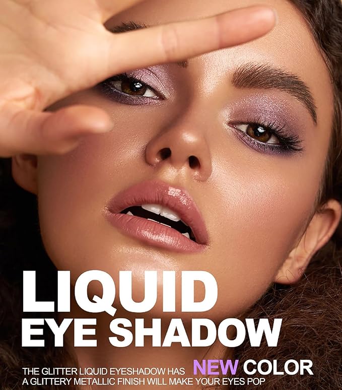 Mysense Liquid Glitter Eyeshadow,Shimmer Liquid Eye Shadow,Creates Multi-Dimensional Eye Glitter Makeup Looks,Quick Drying,Smudge Proof,11 Silver