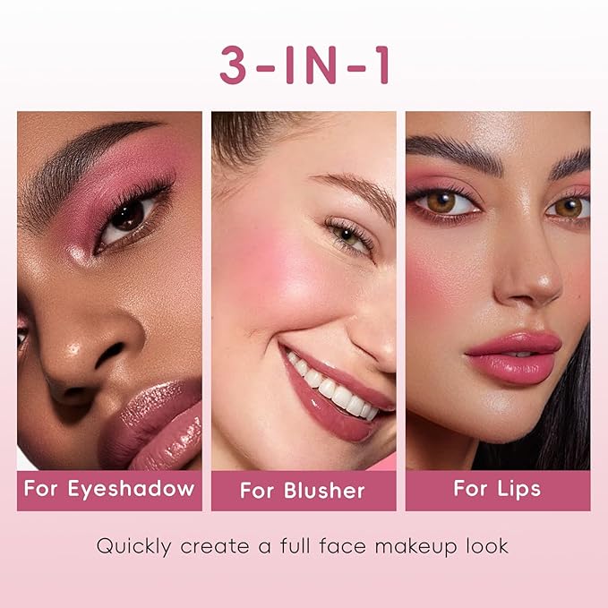 Cushion Blush for Cheeks with Air Mushroom Applicator Head Brush, Liquid Blusher Set Dewy Matte Finish, Moisturizing Cream Blush Tint Kit for Face Makeup Soft Pink