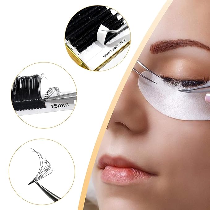 Volume Eyelash Extensions | 0.03-0.12mm | C/CC/D/DD Curl | 8-25mm Length | Easy Fan Volume Lashes 2D-20D Self Fanning Volume Lashes 0.05CC Mix-8-15mm Long Lasting Blooming Lashes(0.05CC Mix8-15)