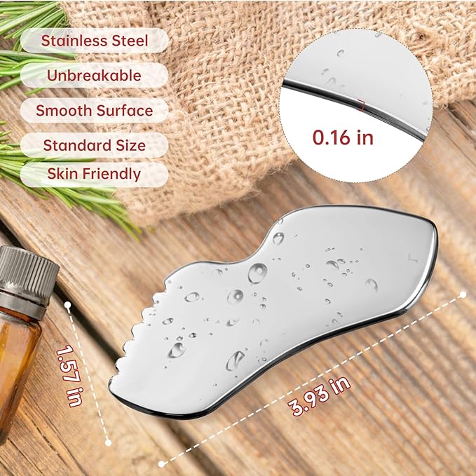 Stainless Steel Gua Sha Set Face Massager Metal Gua Sha Facial Tools Body Lymphatic Drainage Massager Guasha Sculpting Tool Skin Care Gifts for Women