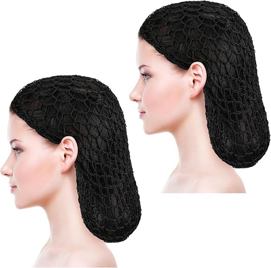 Mozeat Lens 2Pcs Hair Nets Snoods for Women Hair Mesh Crochet Hair Net Rayon Knit Snood Hat Women Crochet Hair Wraps Sleep Cap (Black)