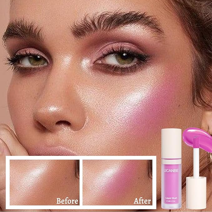 UCANBE Liquid Shimmer Blush Makeup for Cheeks, Highly Pigmented, Long Lasting, Anti-scratch, Natural-Looking, Daily Use Makeup Blush Suitable for Women Girls(05 Baby Pink)