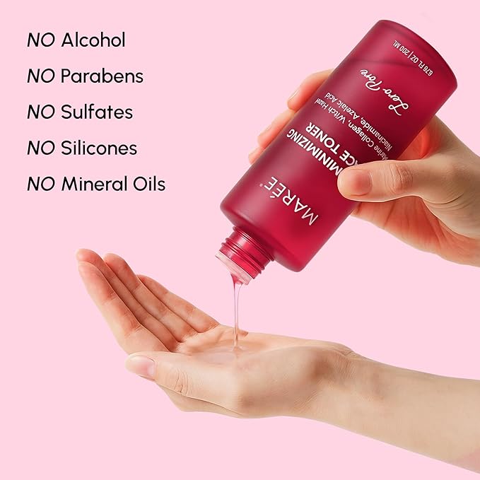 MAREE Pore Minimizer for Face Toner – Oil Control Facial Toner with Niacinamide, Witch Hazel & Marine Collagen – Gentle Exfoliating Face Toner for Women – Oily, Normal, Sensitive Skin – Tonico Facial