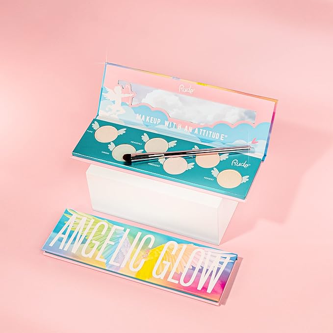 Angelic Glow Highlighter and Eyeshadow Palette by Rude Cosmetics for Women - 0.32 oz Makeup