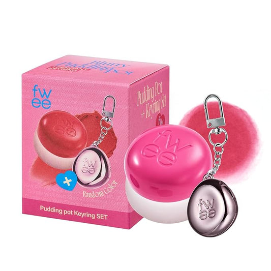 Blurry Pudding Pot + Keychain SET | Airbrushed Blush & Lip, Buildable Pigment, Long-lasting, Lightweight, Easy to Blend, Natural Soft Matte Finish Makeup – Cherry (Vibrant Pink) | 0.17 oz