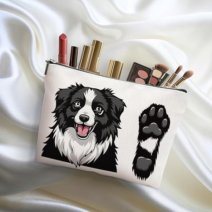 Border Collie Makeup Bag Border Collie Gifts Cosmetic Bag Dog Lovers Gifts for Women Girls Dog Mom Friend Dog Owner Gifts Travel Organizer Zipper Pouch Graduation Birthday Friendship Gifts