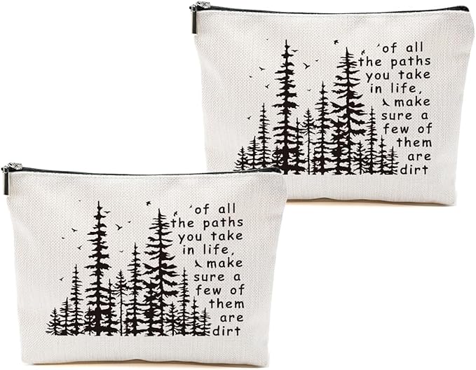 2pcs Camping Gifts for Women Makeup Bag, Travel Essential Cosmetic Bag Camping Essentials Inspirational Gifts for Women Female Girls Sister BFF Nature Lover, Glamping Toiletry Bags
