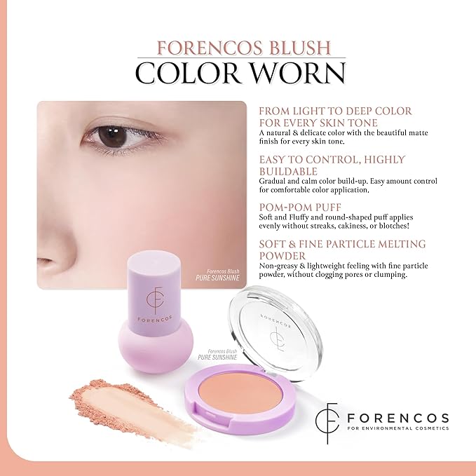 FORENCOS Matte Blush Set (Puff Included), Long Lasting Korean Blush Power, Zero Sebum Shine, Flawless Finish, Easy Blending, Lightweight & No Cakey Residue (PURE SUNSHINE)