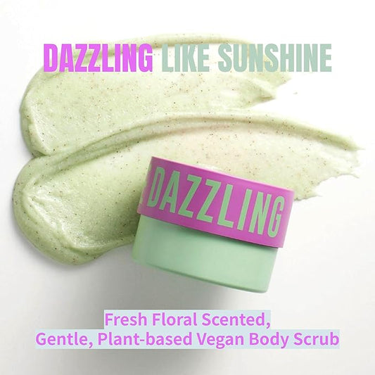 Dear Doer] Dazzling Body Scrub - Radiant & Gentle Exfoliator with Grape Seed & Plant-Derived Cellulose to Remove Dead Skin Cells with Vitamin C, Fresh Floral Scent, Vegan, 10.1 fl oz (300 ml)