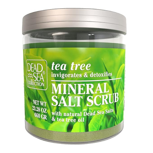 Bundle-Dead Sea Collection Salt Body Scrub -2 X Large 23.28 OZ - Salt Body Scrub Tea Tree + Salt Body Scrub Argan- Exfoliating Effect - Includes Organic Essential Oils and Natural Dead Sea Minerals